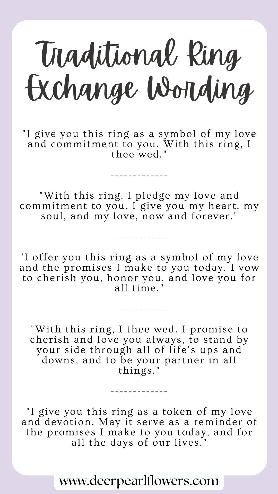Traditional Ring Exchange Wording Examples