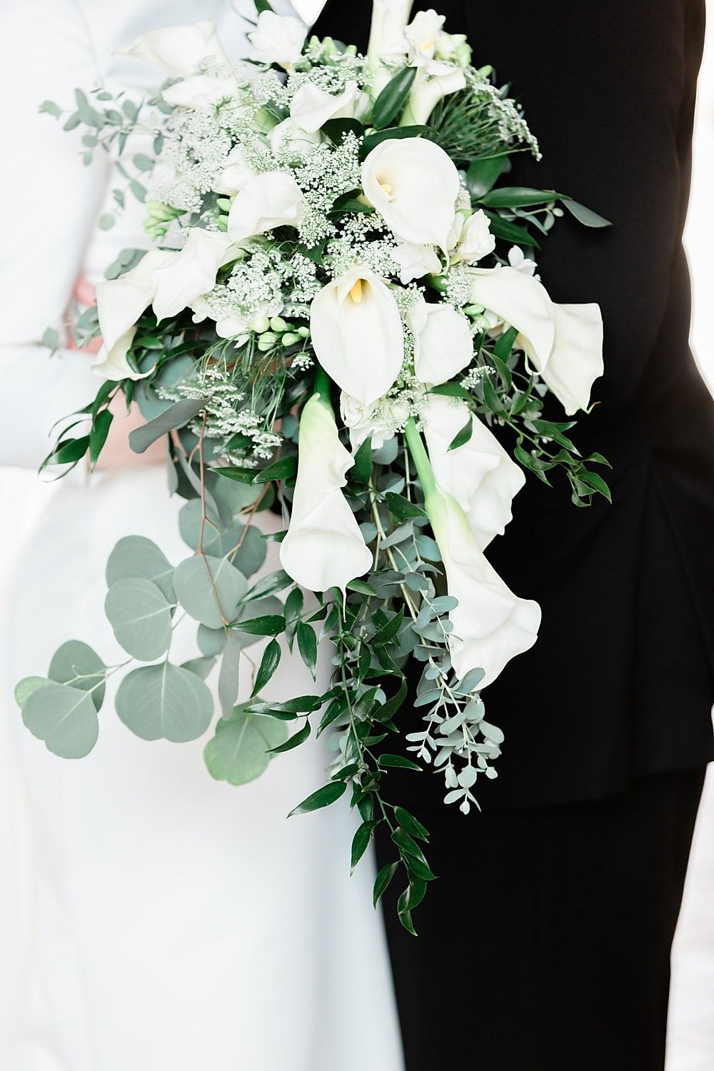 White Calla Lily and Eucalyptus Wedding Bouquet