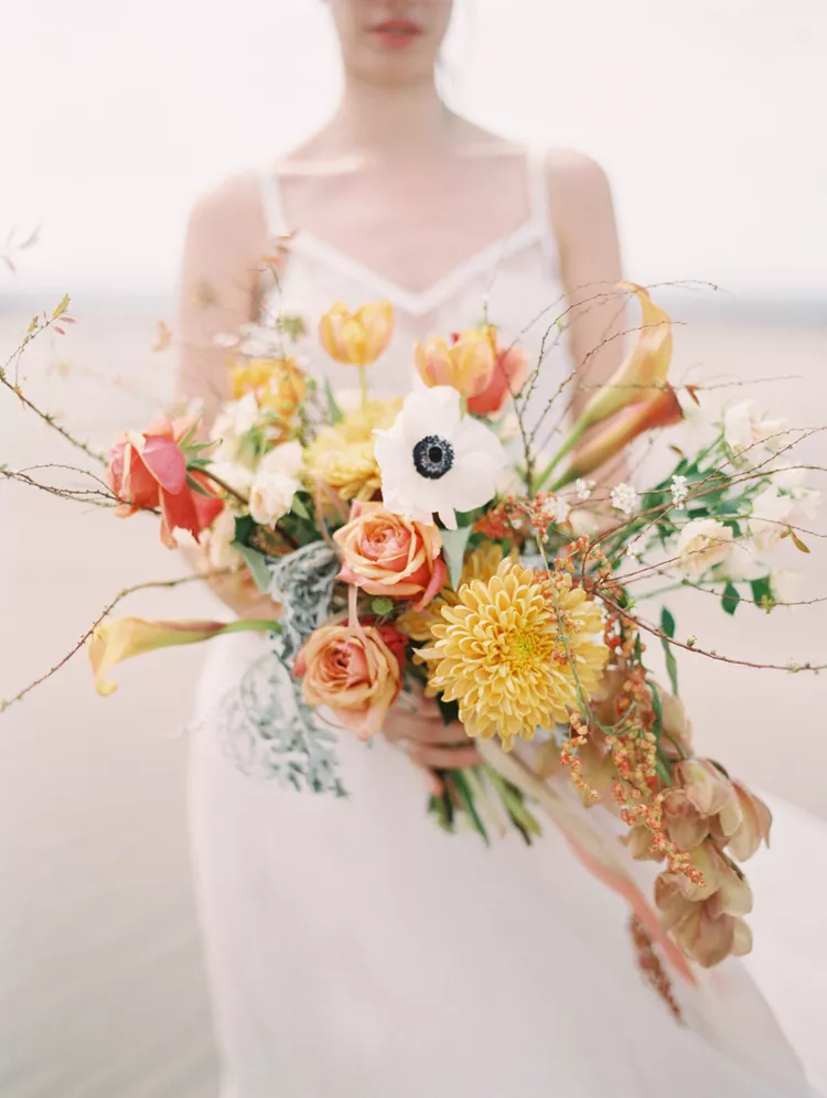 Yellow Calla Lily and Anemone Bouquet