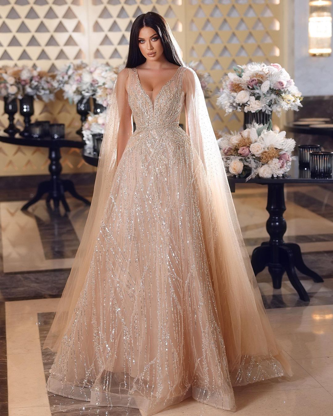 aline champagne sparkly wedding dress