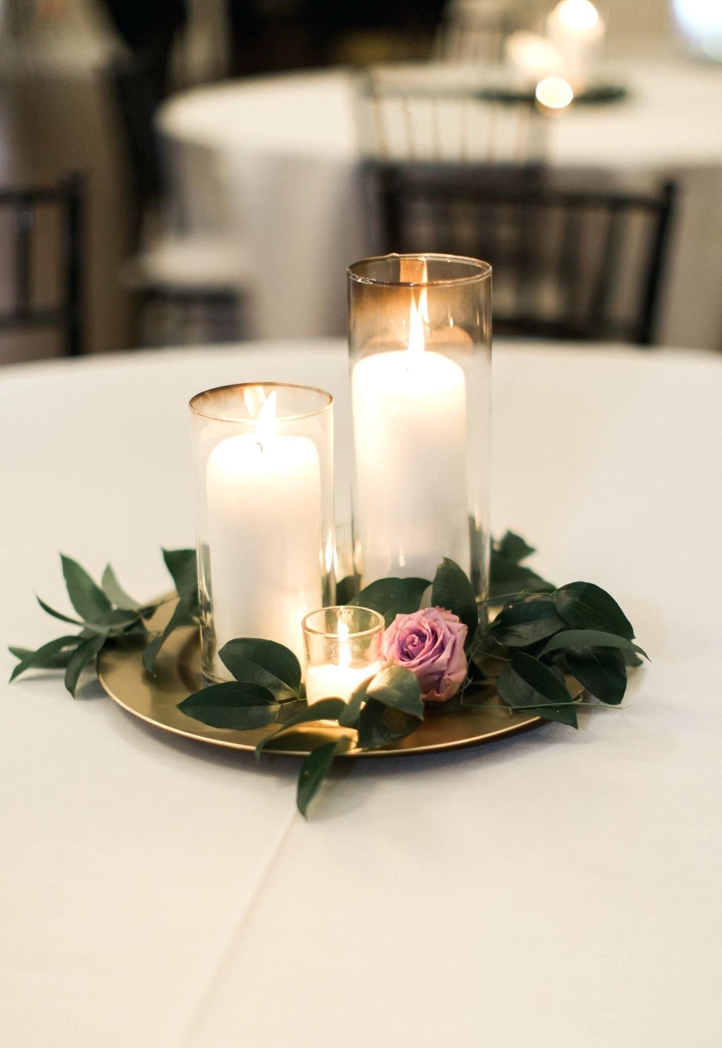 candles and greenery diy wedding centerpiece