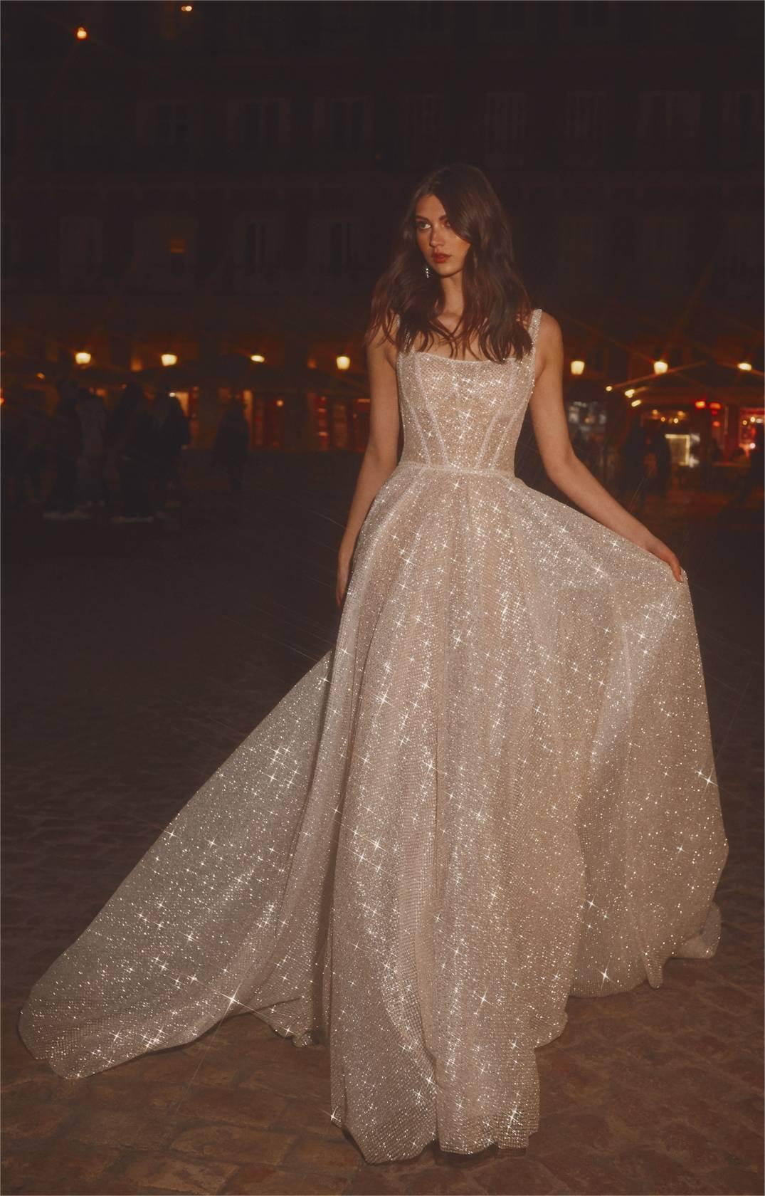 champagne glitter sparkly wedding dress