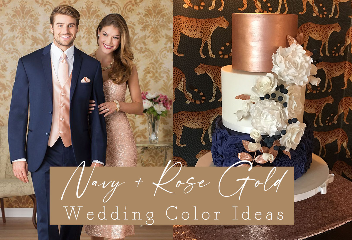 navy and rose gold wedding color ideas