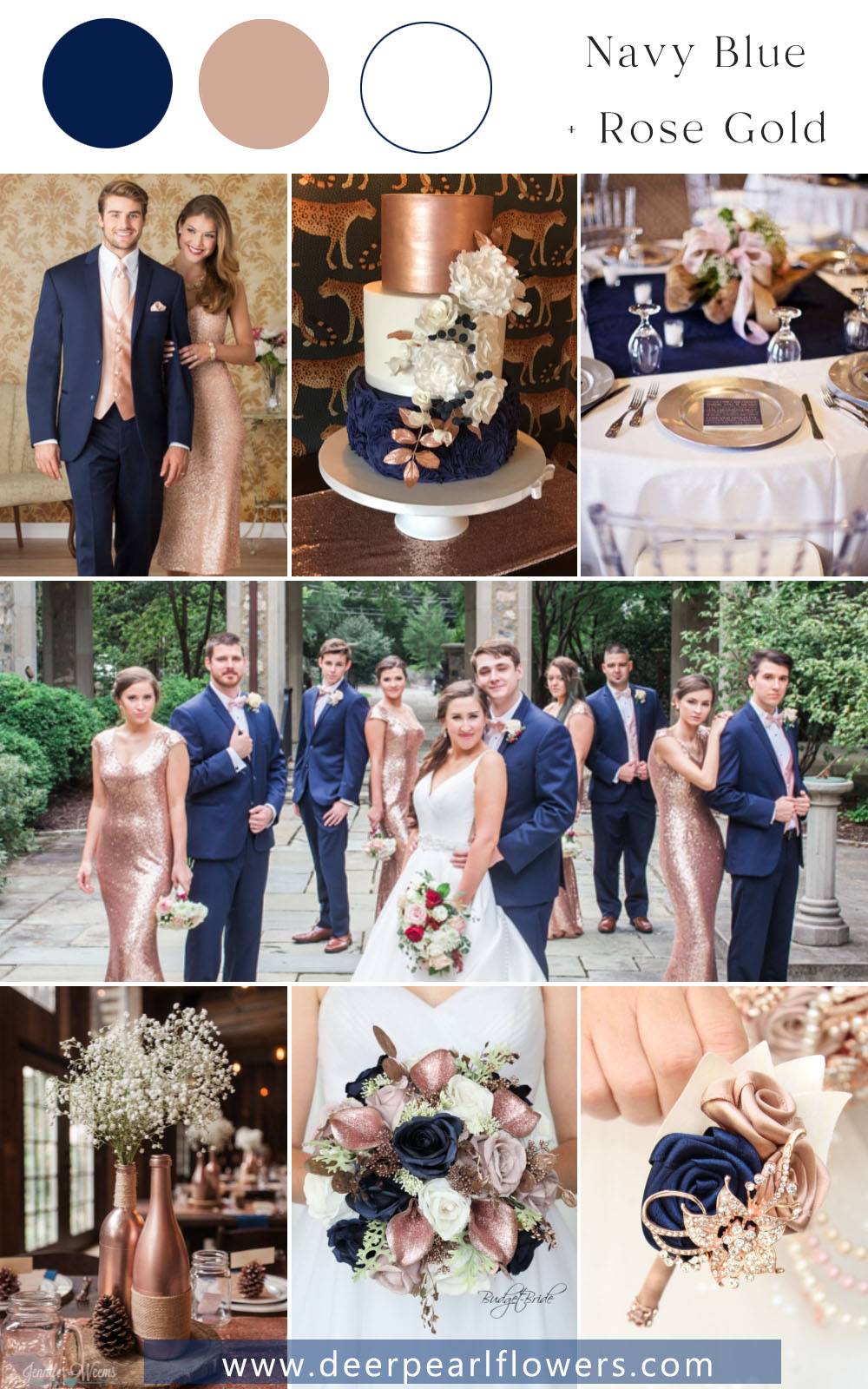 rose gold and navy blue wedding color ideas