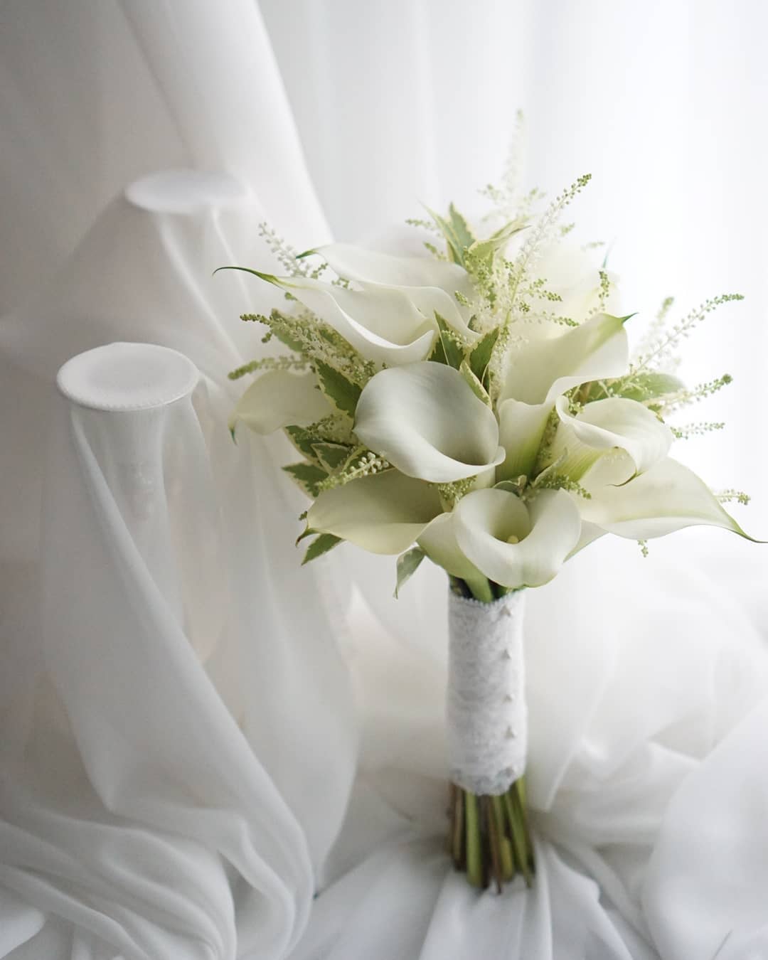 white calla lily silk flower bouquet for wedding via florist.joseph