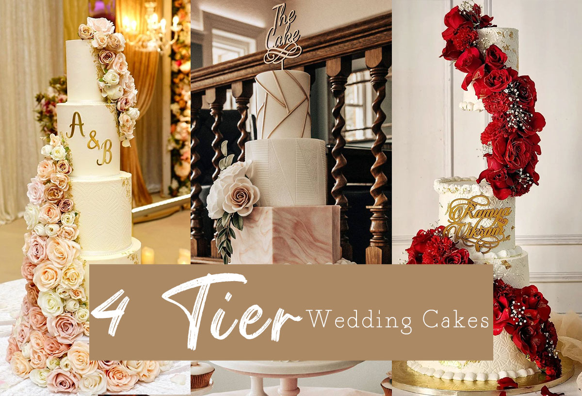 4 tier wedding cakes