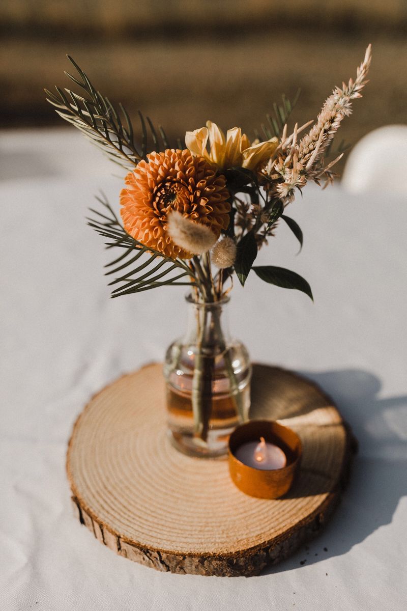 Autumn boho chic wedding centerpiece