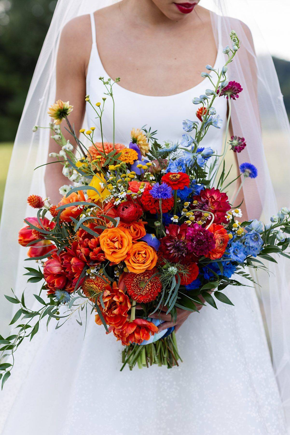 Bright Bold Whimsical Wildflowers Wedding Bouquet