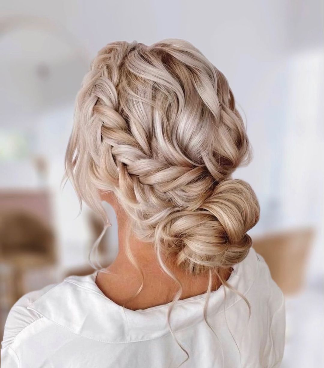 French braided corwn bridesmaid updo hair via theupdodarling