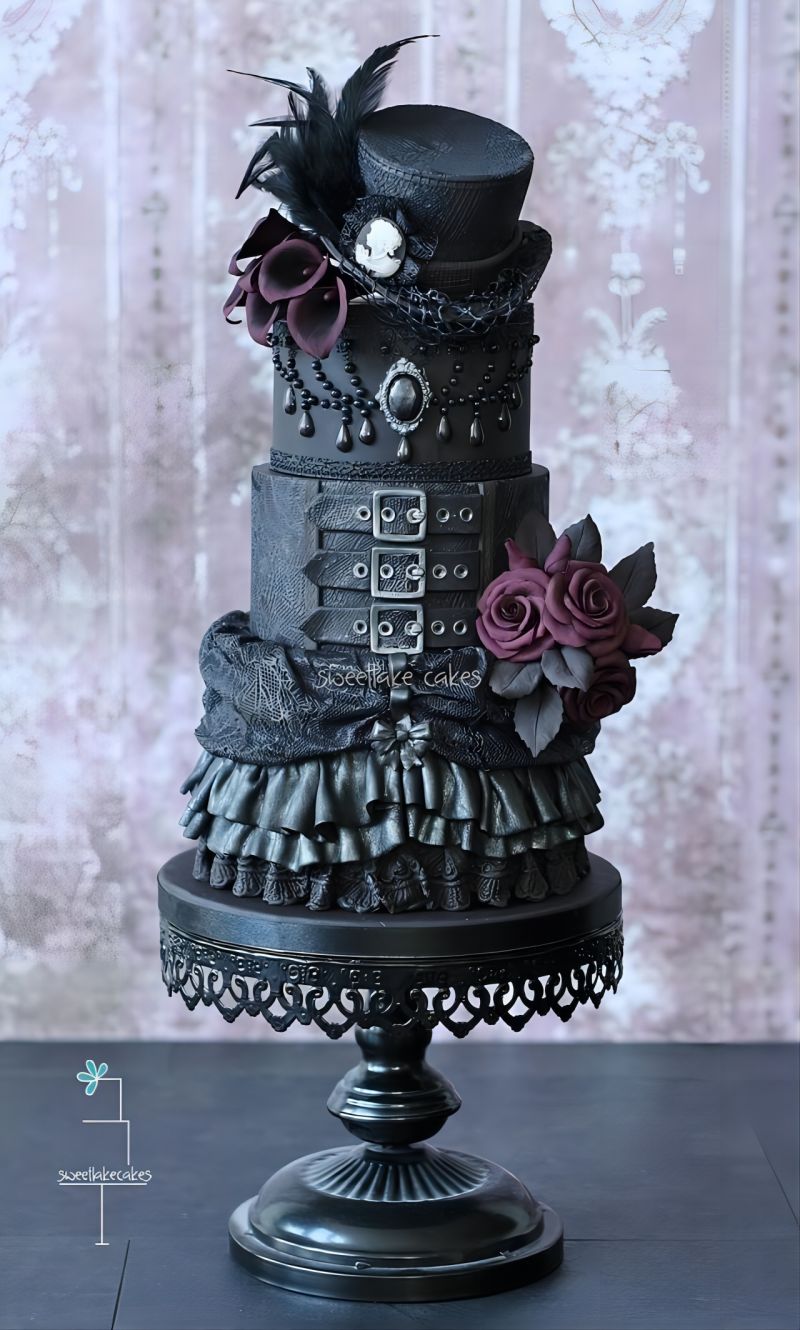 Gothic wedding cake with top hat