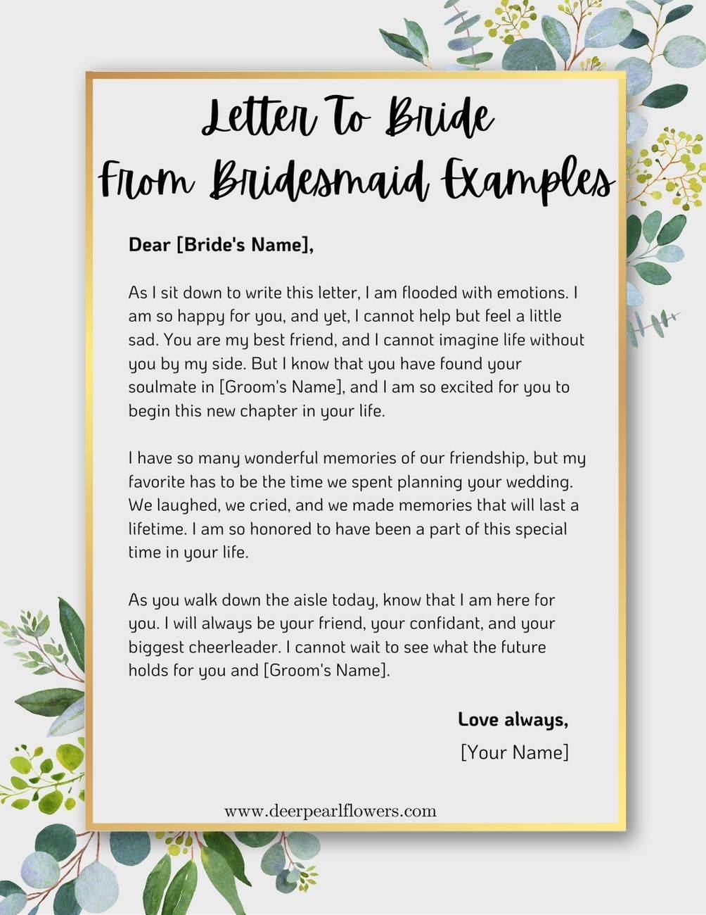 Letter To Bride From Bridesmaids Example