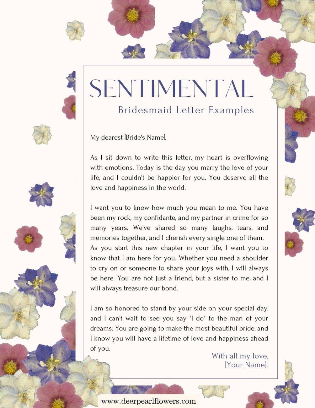 Sentimental Bridesmaid Letter to Bride Examples