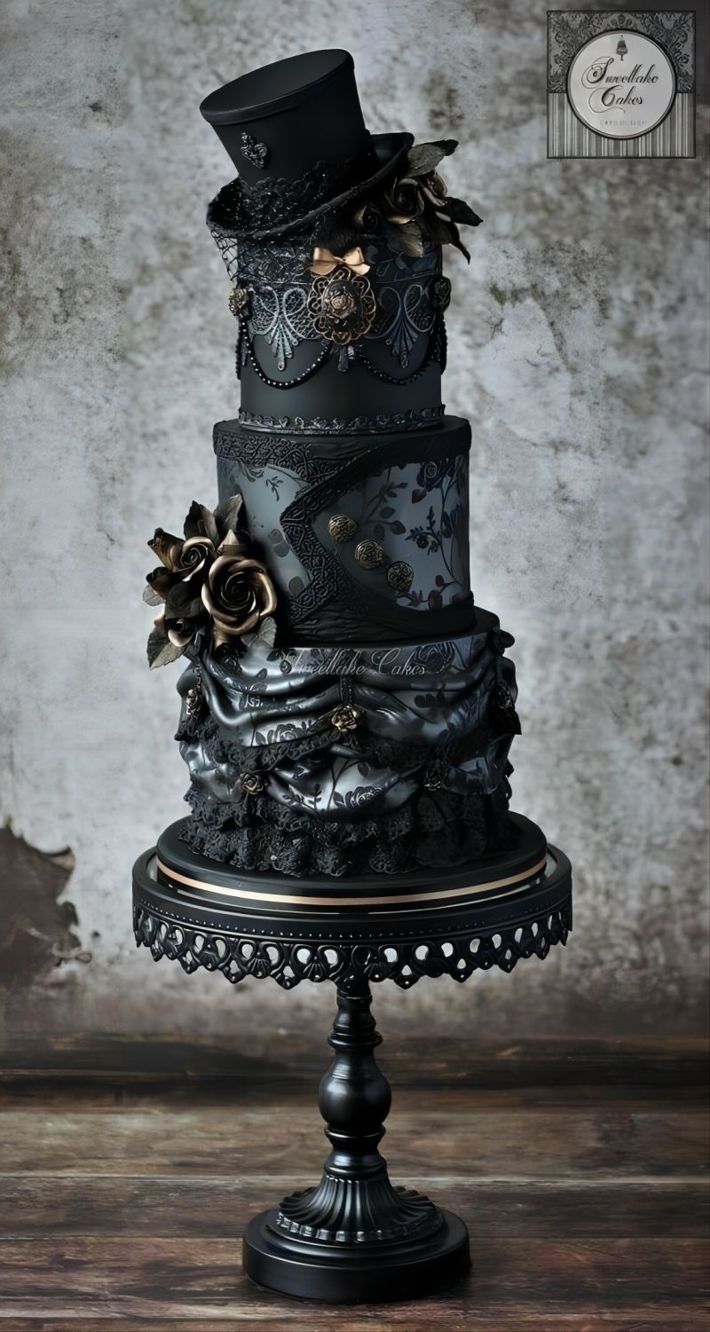 black widow 3 tier steampunk wedding cake
