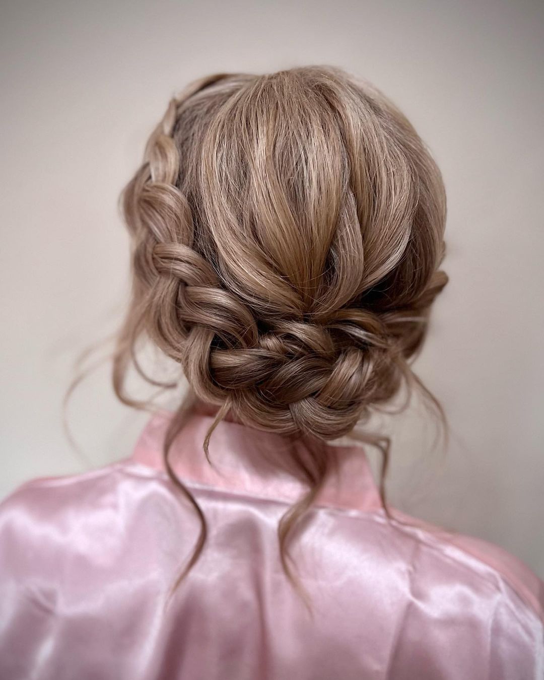 bohemian braided crown bridesmaid updo hairstyle via lisamariehair