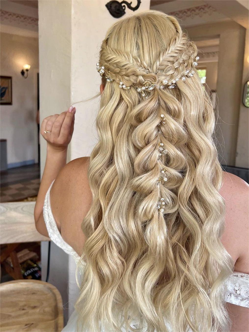 bohemian braided crown homecoming hairstyle via zhanna_syniavska