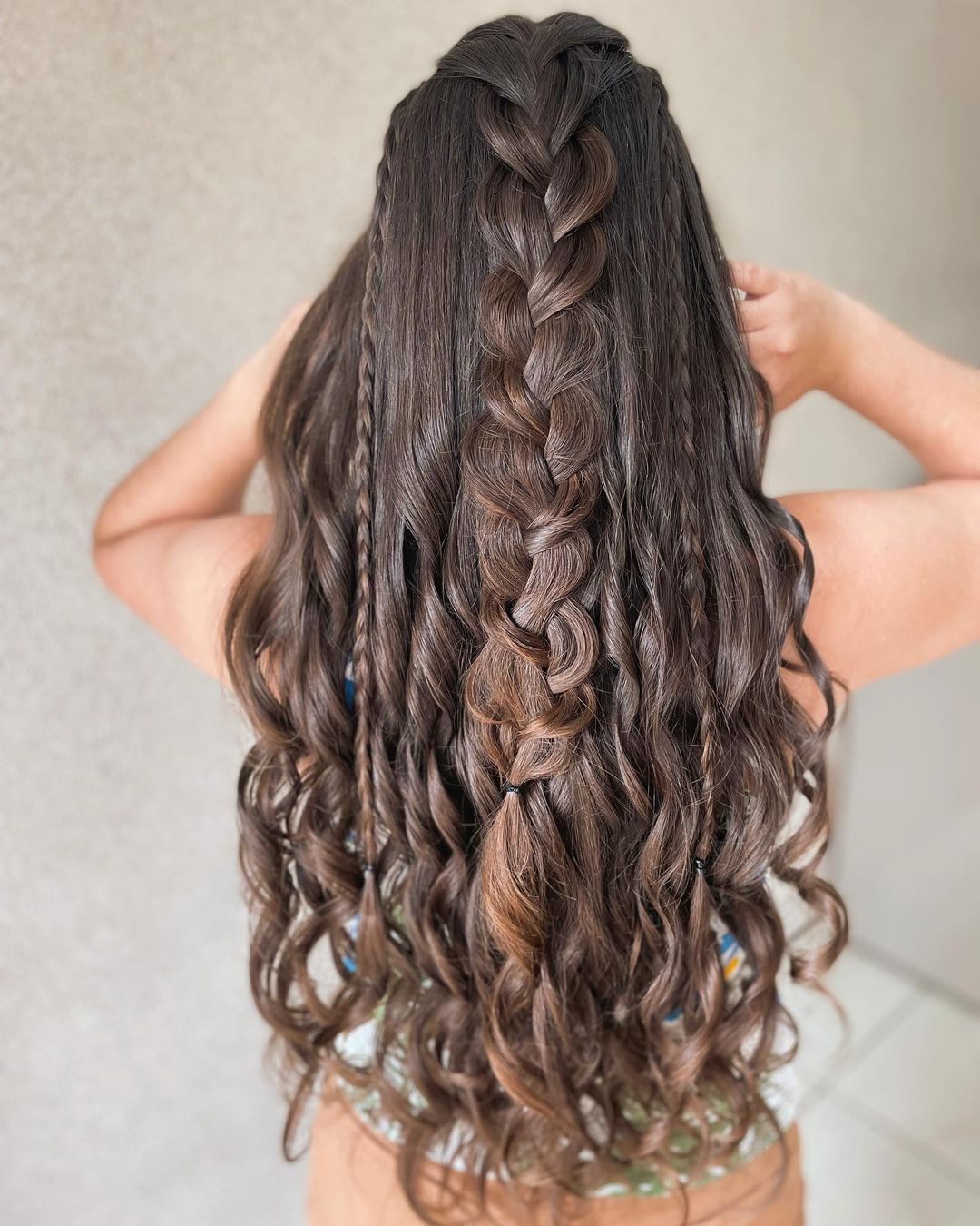 bohemian braided long homecoming hairstyle via voudetrancinhas