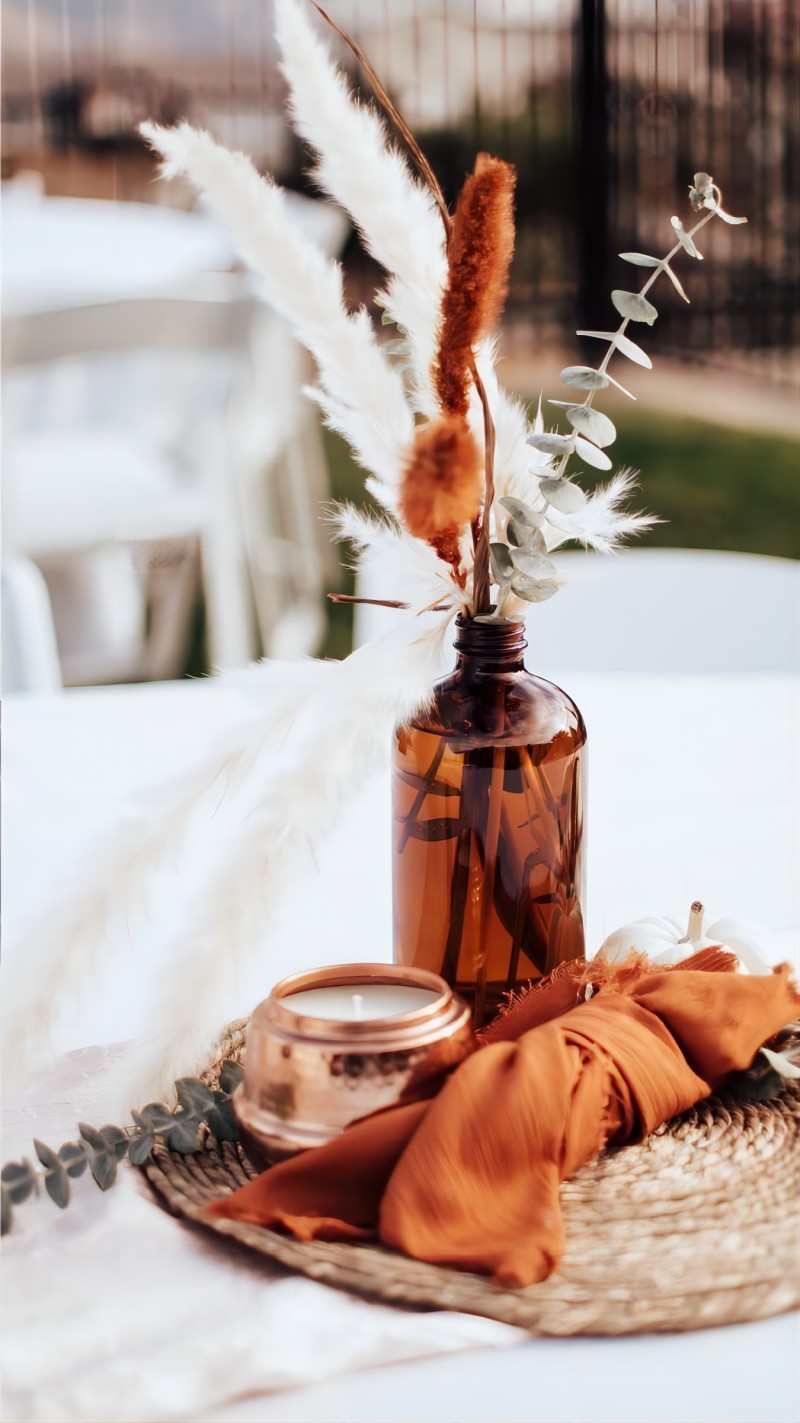 bohemian terracotta wedding centerpiece