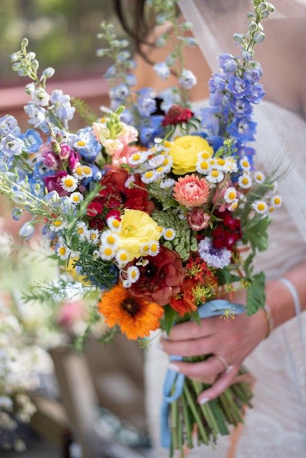 colorful summer wildflower wedding bouquet