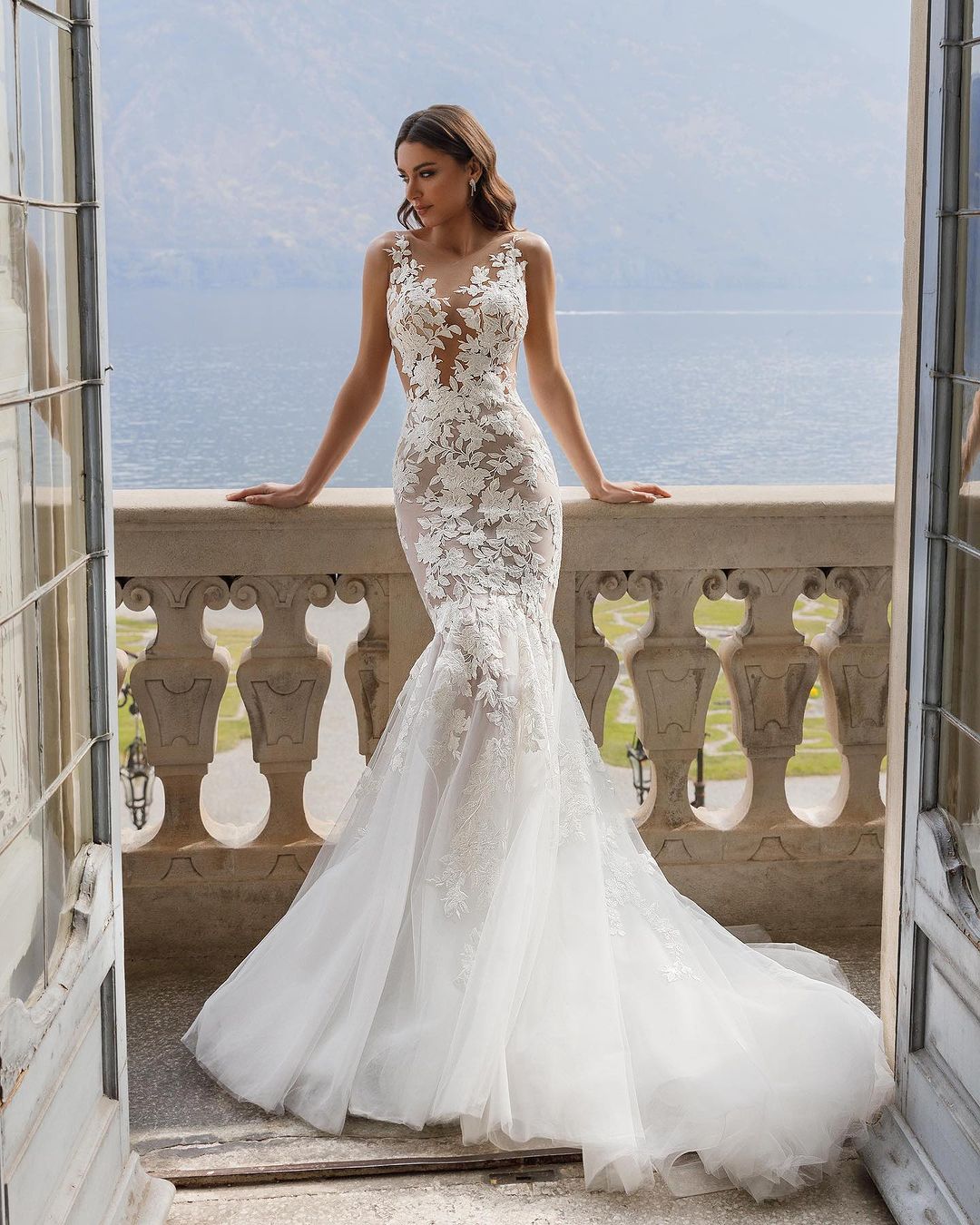 lace fit and flare wedding dress via oksana_mukha_official