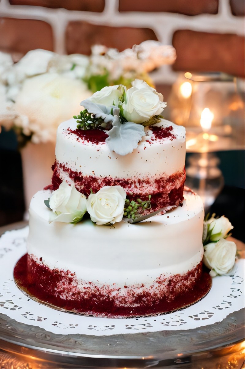 ombre two tier red velvet wedding cake