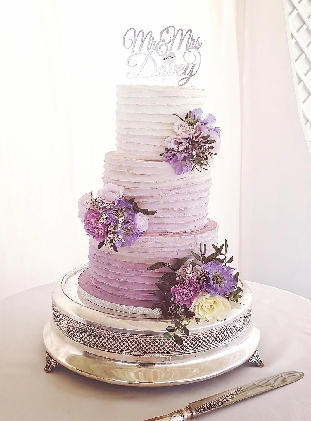 purple ombre buttercream wedding cake via contempocakes