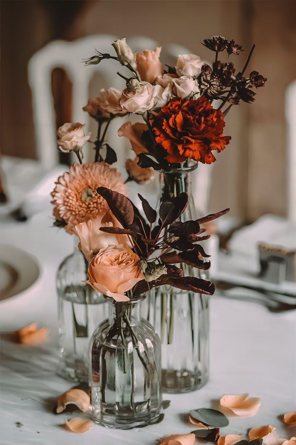 rustic simple rust and terracotta wedding centerpiece