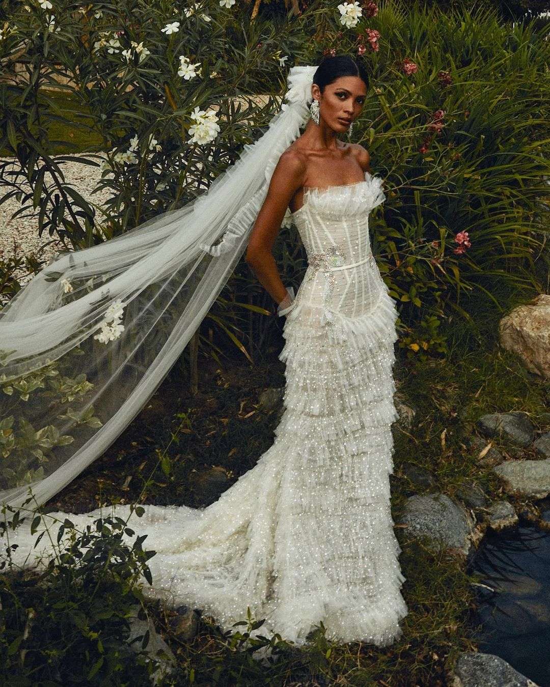 strapless fit and flare bohemian wedding dress via hamdaalfahim