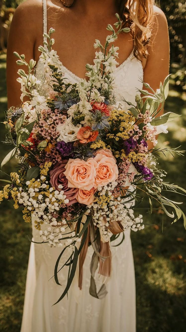 terracotta wildflower fall wedding bouquet