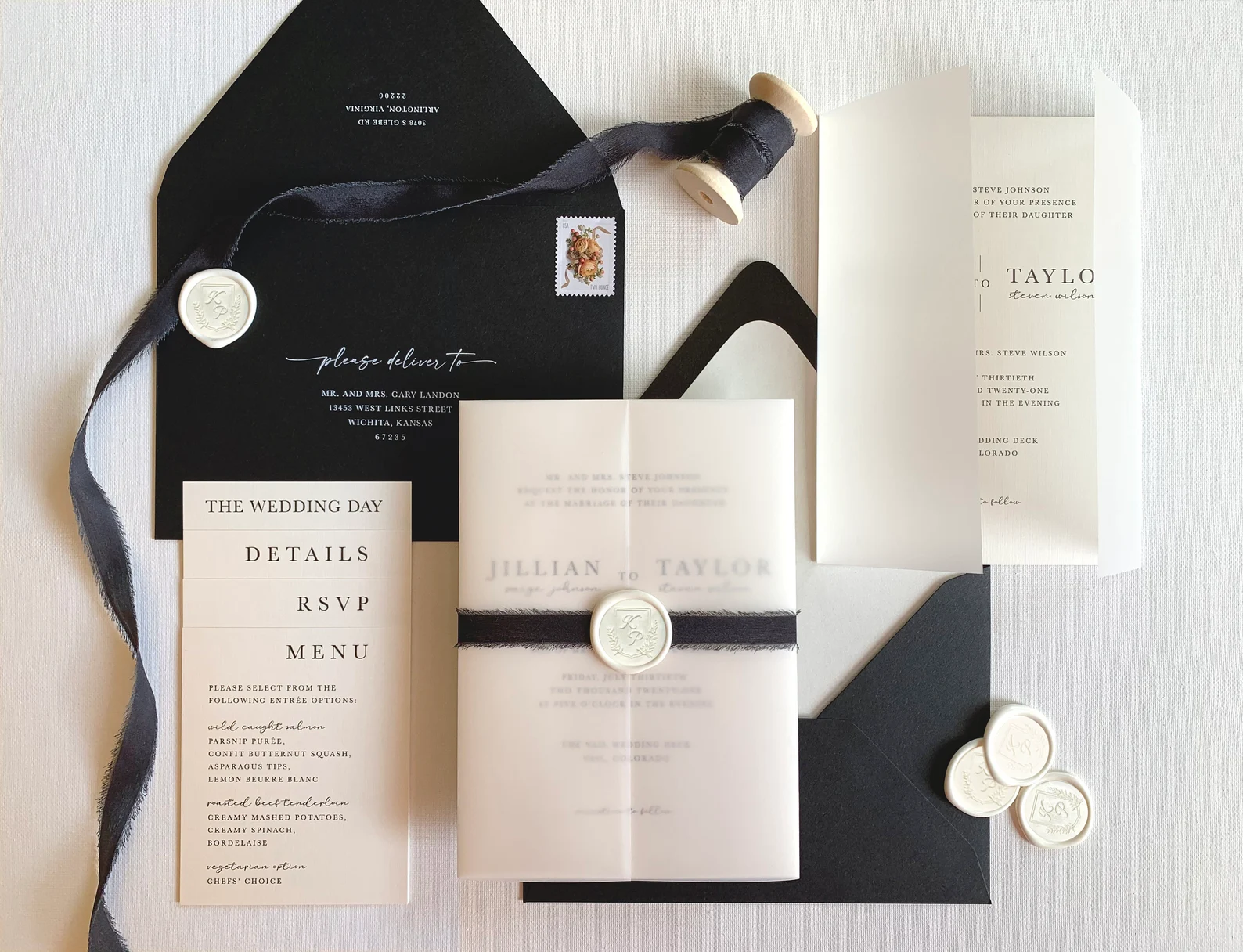 Black and White Wedding Invitation Suite