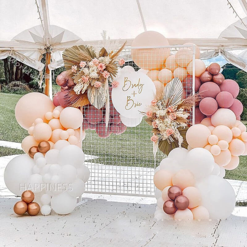 Pastel Balloon Arch with Pampas Grass