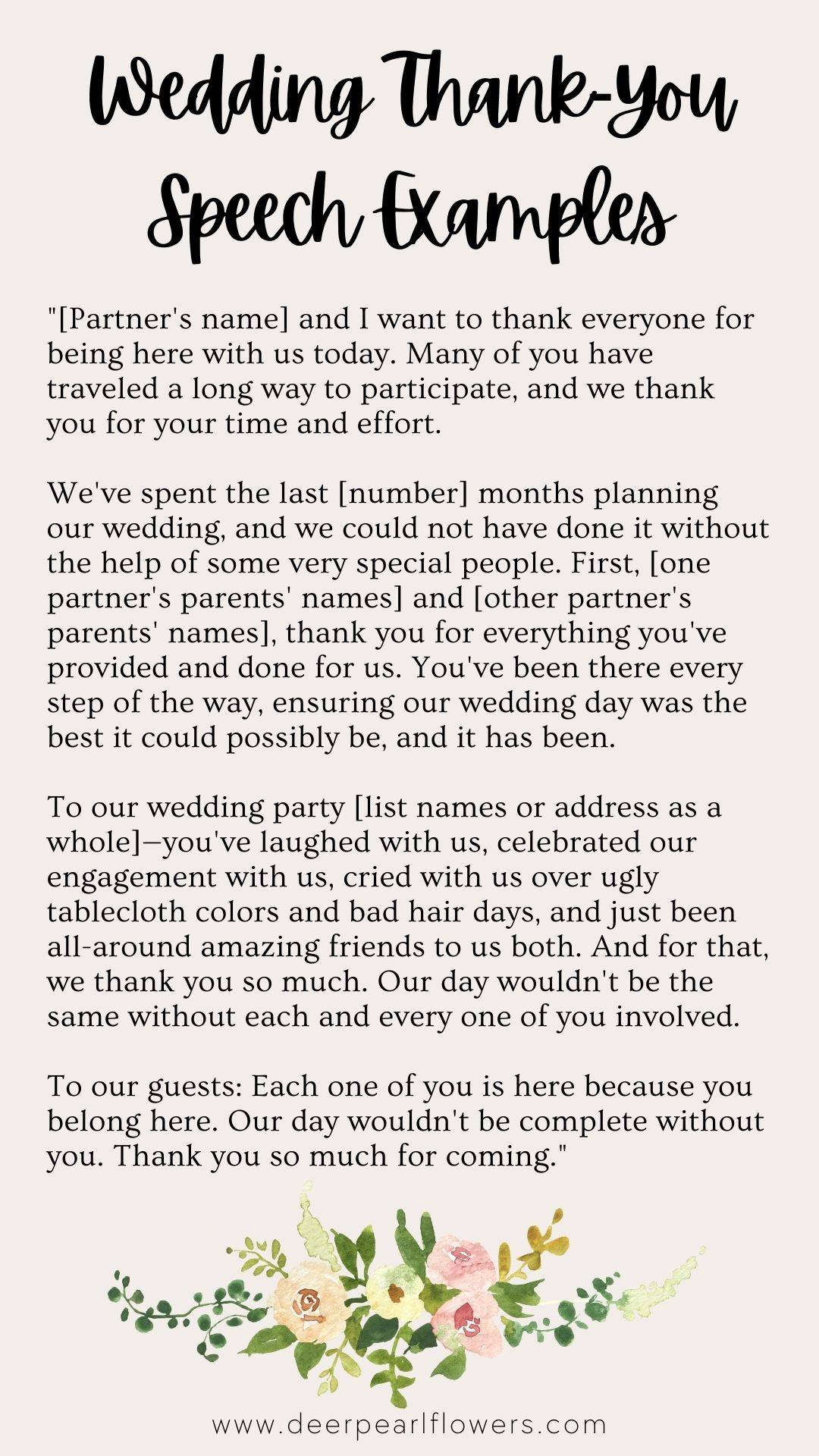 writing wedding thank you speech