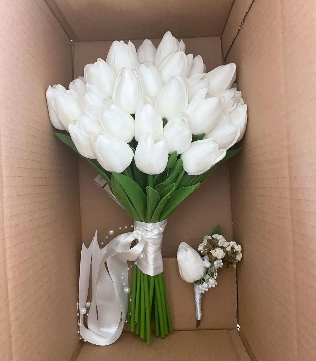 rustic artificial flower tulip wedding bouquet