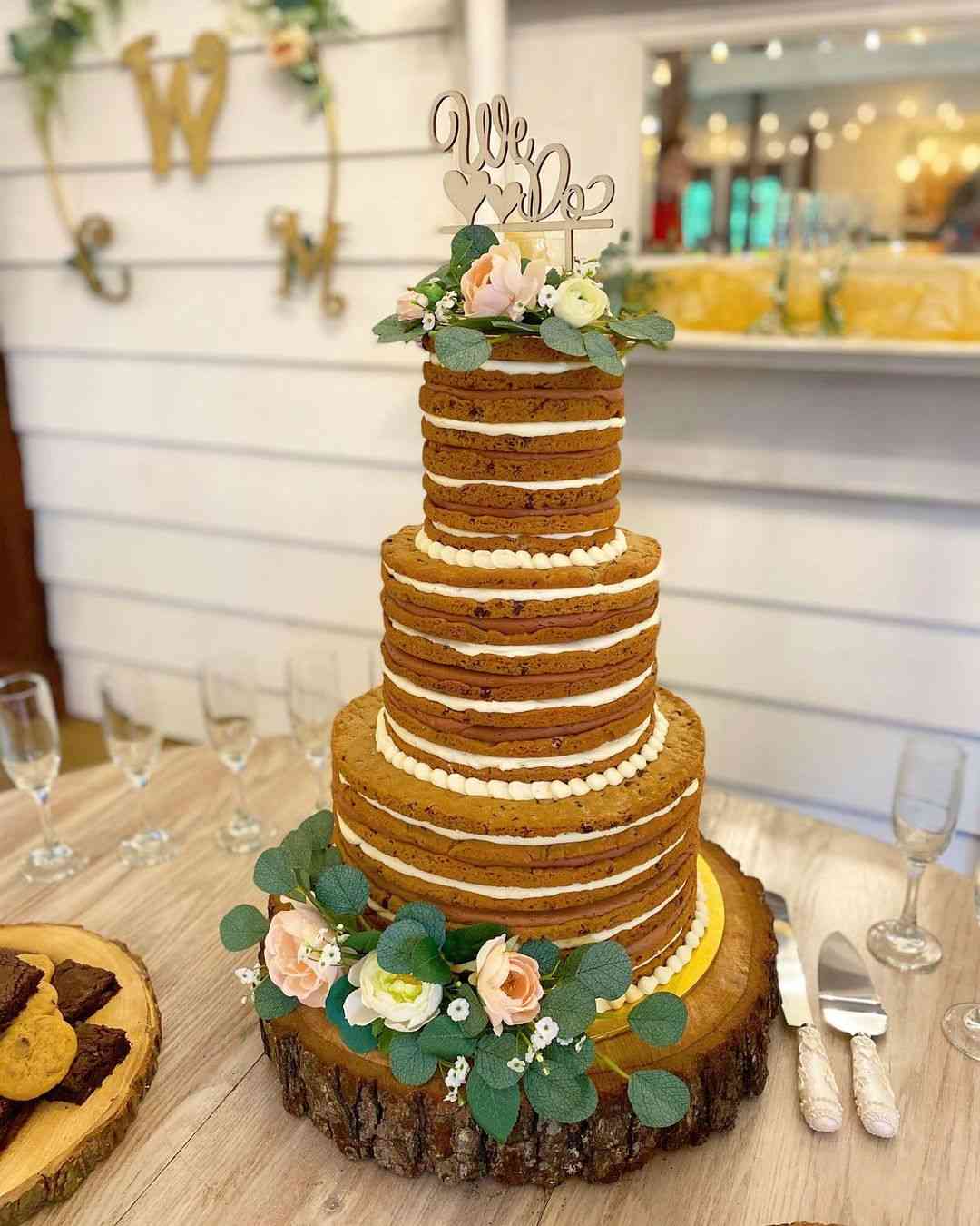 rustic cookie wedding cake tree tier