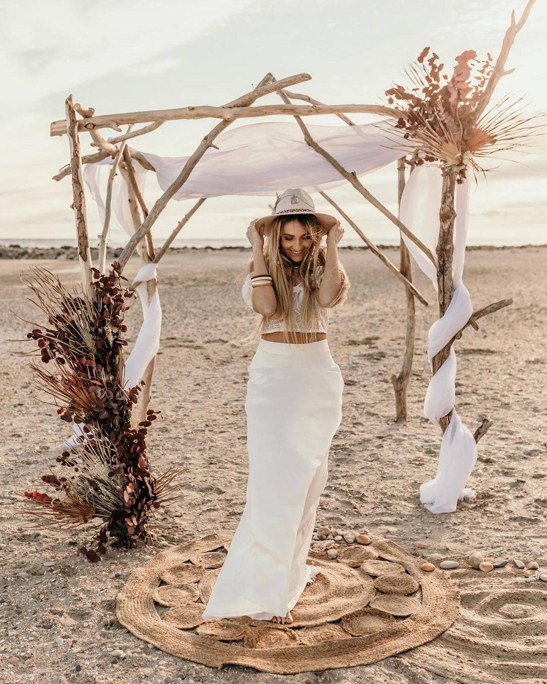 rustic driftwood beach wedding arch