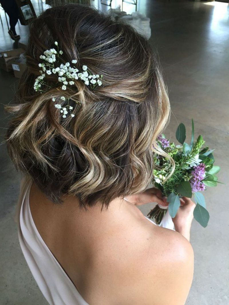 Bridesmaid Hairstyles for Short Hair with baby's Breath