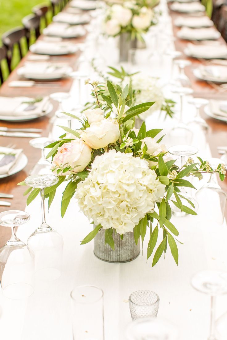 Lush White Hydrangea Wedding Centerpieces