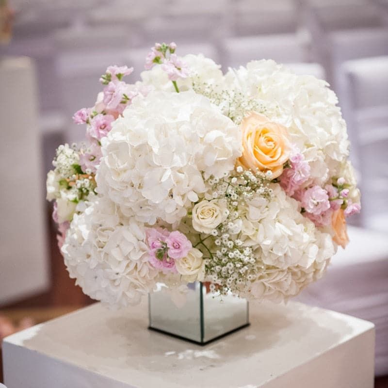 Peony Hydrangeas Silk Flowers Centerpiece