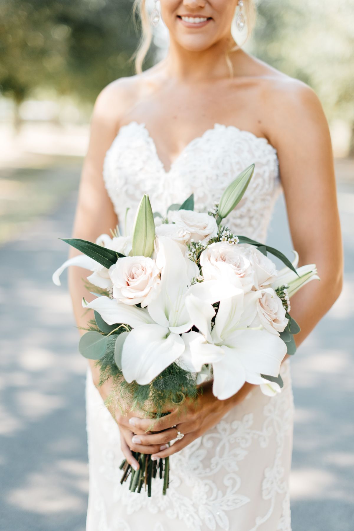 White lily wedding bouquet