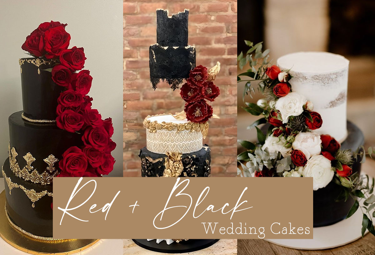 red and black wedding cakes