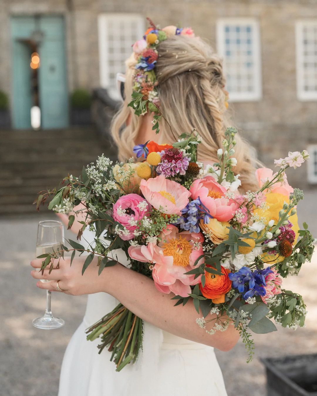 rustic colorful spring wedding bouquet via mothflorist