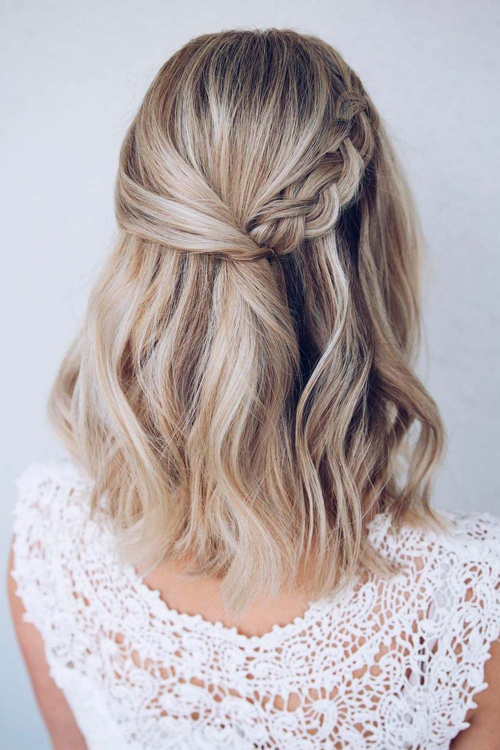 side braided short bridesmaid hairstyle
