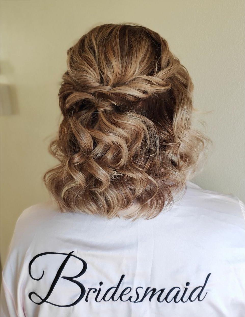 simple twisted braided short bridesmaid hairstyle via lghairandmakeup