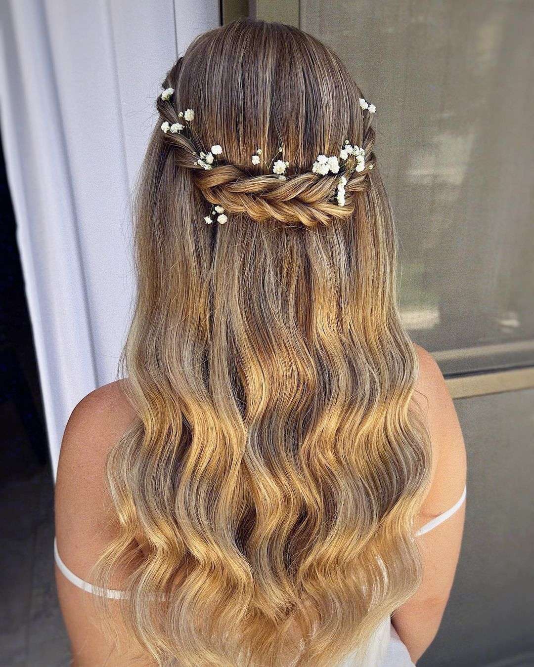 twist braided half up bridesmaid hairstyle via zhanna_syniavsk