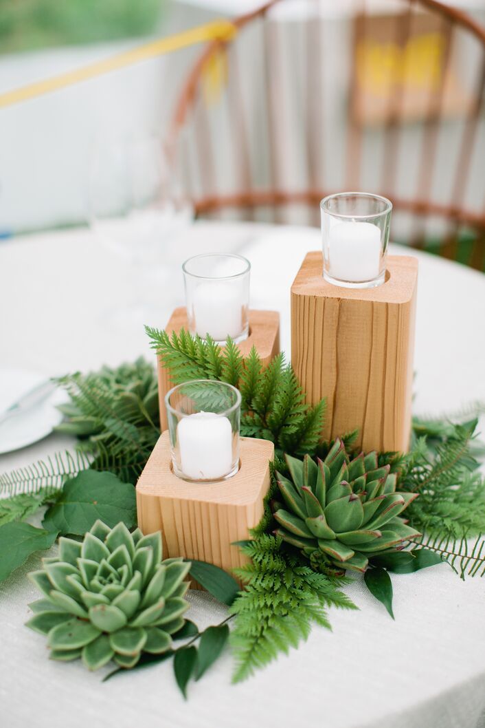 Fern and Succulent Wedding Centerpieces