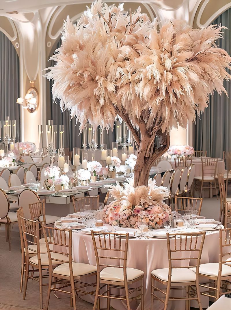 Luxury bohemian tall wedding centerpiece for reception