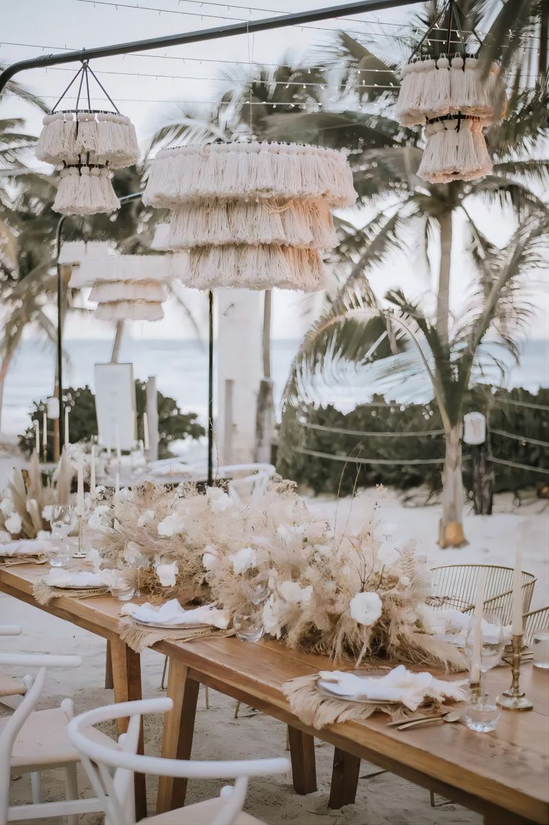 Macrame hangers bohemian wedding centerpiece