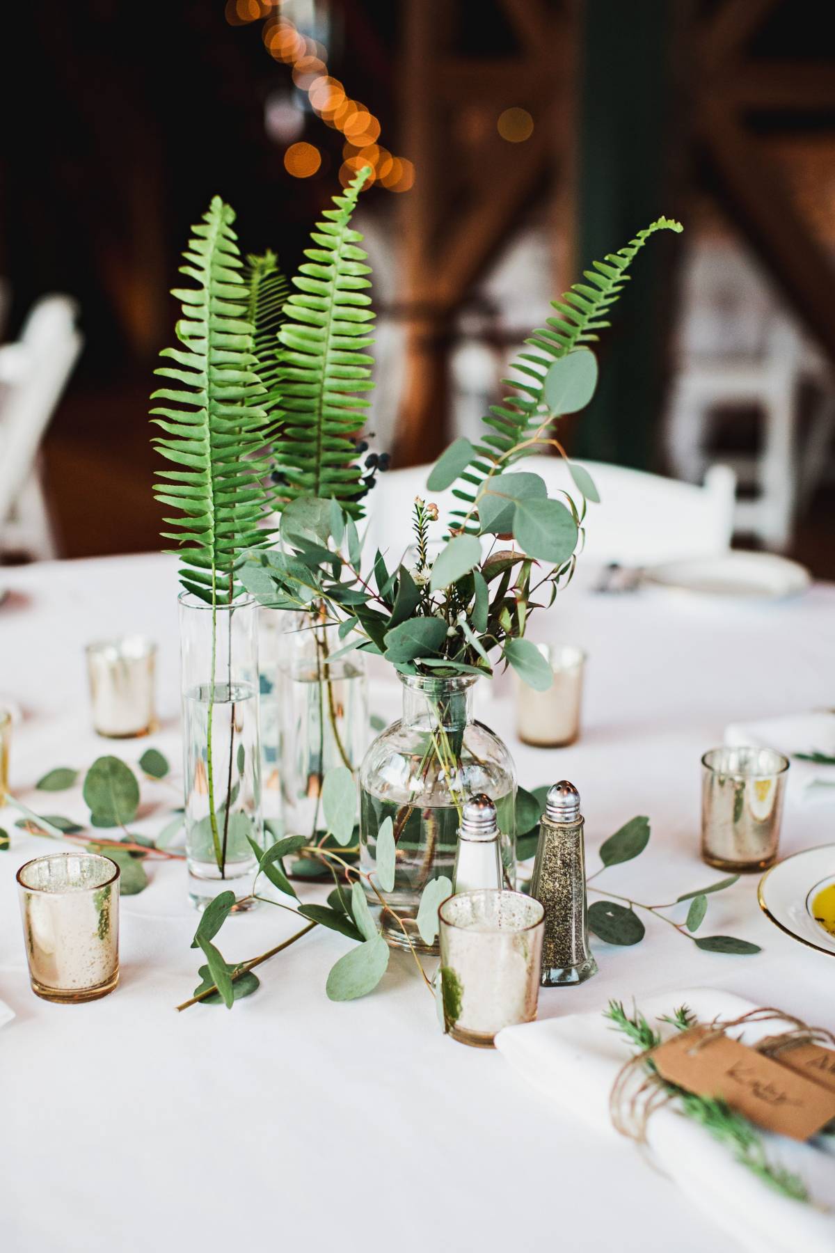 Simple Fern Wedding Centerpieces