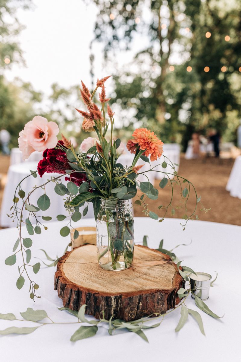 Simple rustic bohemian wedding centerpiece