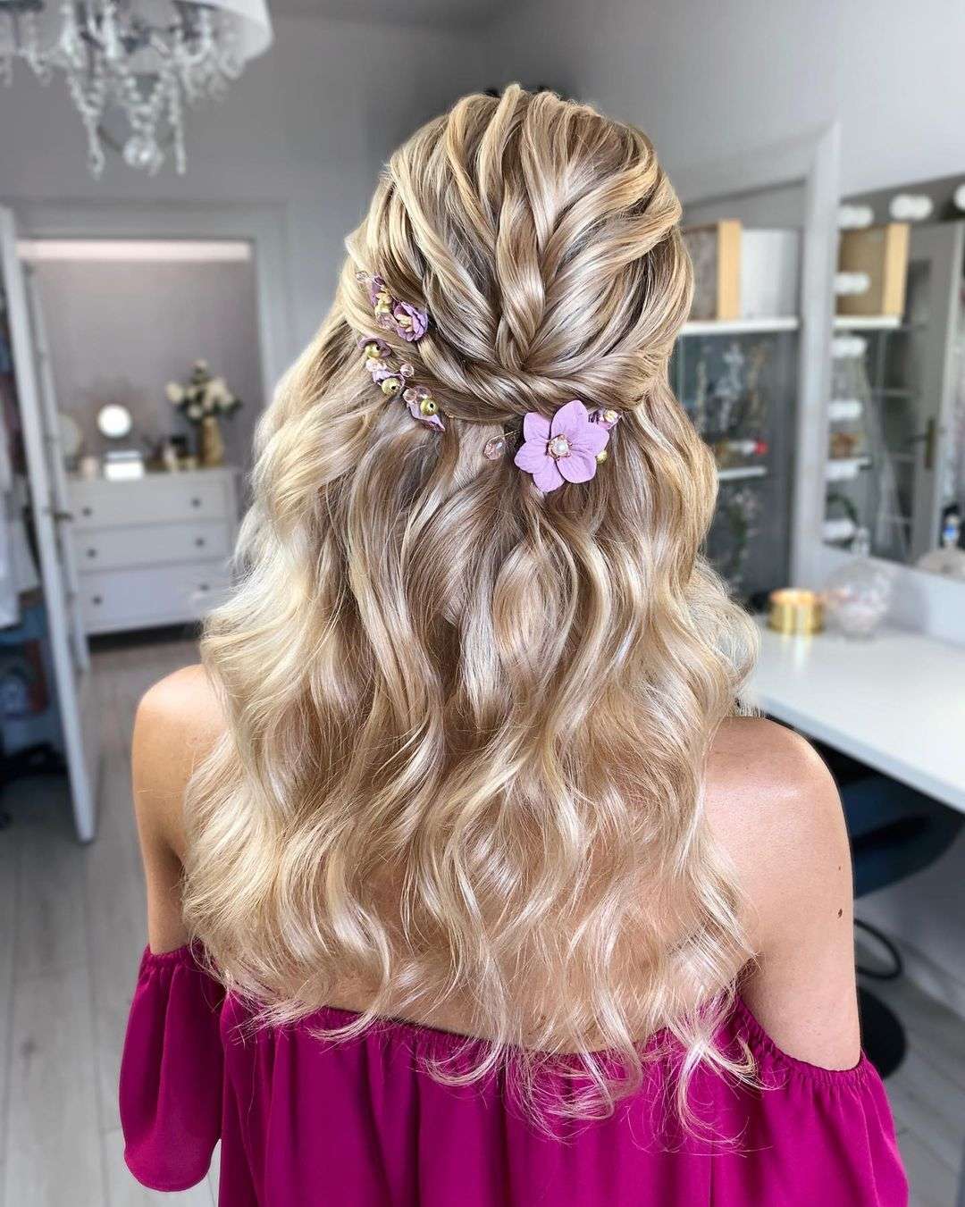 bloned half up half down valentine's day hairstyle via beautybyrockagirl