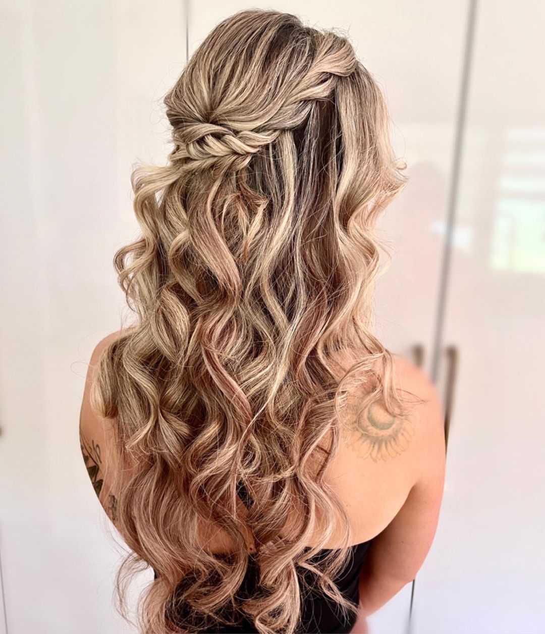 braided half up half down long prom hairstyle via shannonsarabridalhair